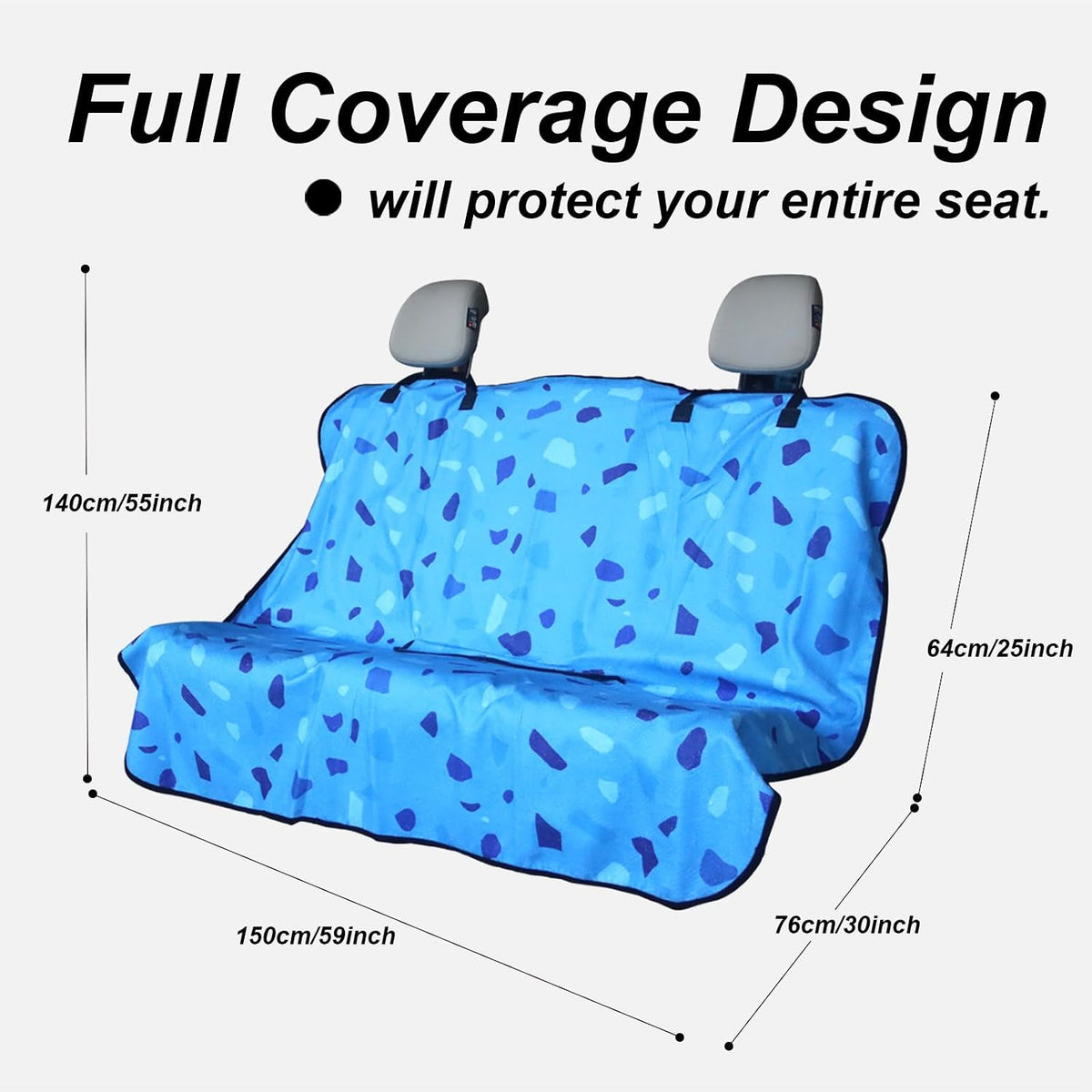 Sweat Towel Car Seat Cover Protector Front Seats for Gym Workout, Running, Swimming, Beach and Hiking, Waterproof Universal Seat Cover for Car, Trucks, Van & SUV (1, Blue Marble, Rear Seat)
