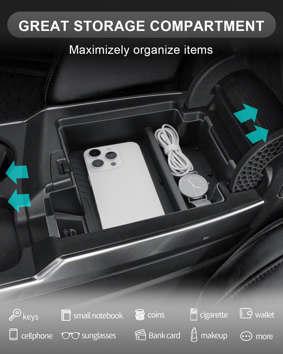 CDEFG for 2025 2026 RDX Center Console Organizer for 2025 2026 RDX Accessories Middle Console Organizer Armrest Storage Box