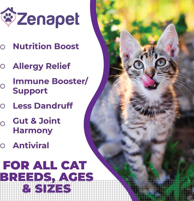 Zenapet Cat Colostrum Plus Superfood Supplement, 240 Day Supply Bovine Colostrum Powder, Cat Probiotic for Immune Support, Digestive Health, Allergy Relief, Joint Support, and Skin/Coat Health