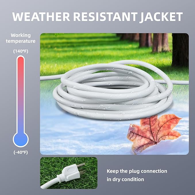EP 2 Pack 10 Ft Outdoor Extension Cord - 16/3 SJTW White Electrical Cable with 3 Prong Grounded Plug