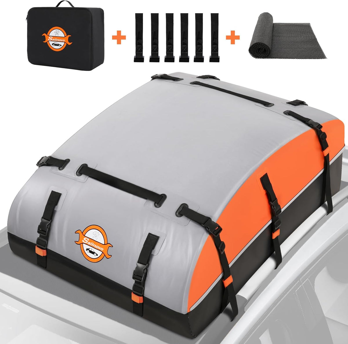 Sailnovo Rooftop Cargo Carrier Bag - 21 Cubic Feet, Waterproof Soft-Shell Design with Anti-Slip Mat & Straps