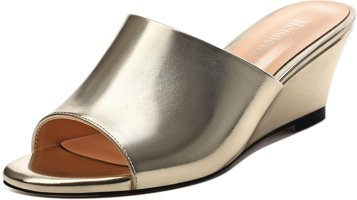 Wedge Sandals for Women Open Toe Wedge Heels Womens Matte High Heel Sandal Round Toe Heeled Wedge Sandals Slip on Casual shoes 2 inch