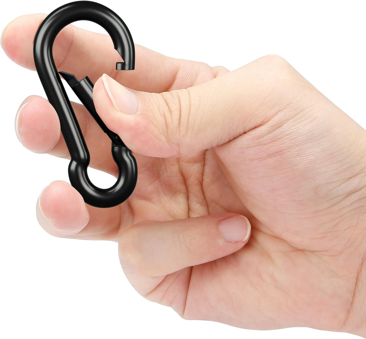 Sprookber Carabiner Clips - Heavy Duty Spring Snap Hooks for Keys & Outdoor Gear | Set of 6 (Black)