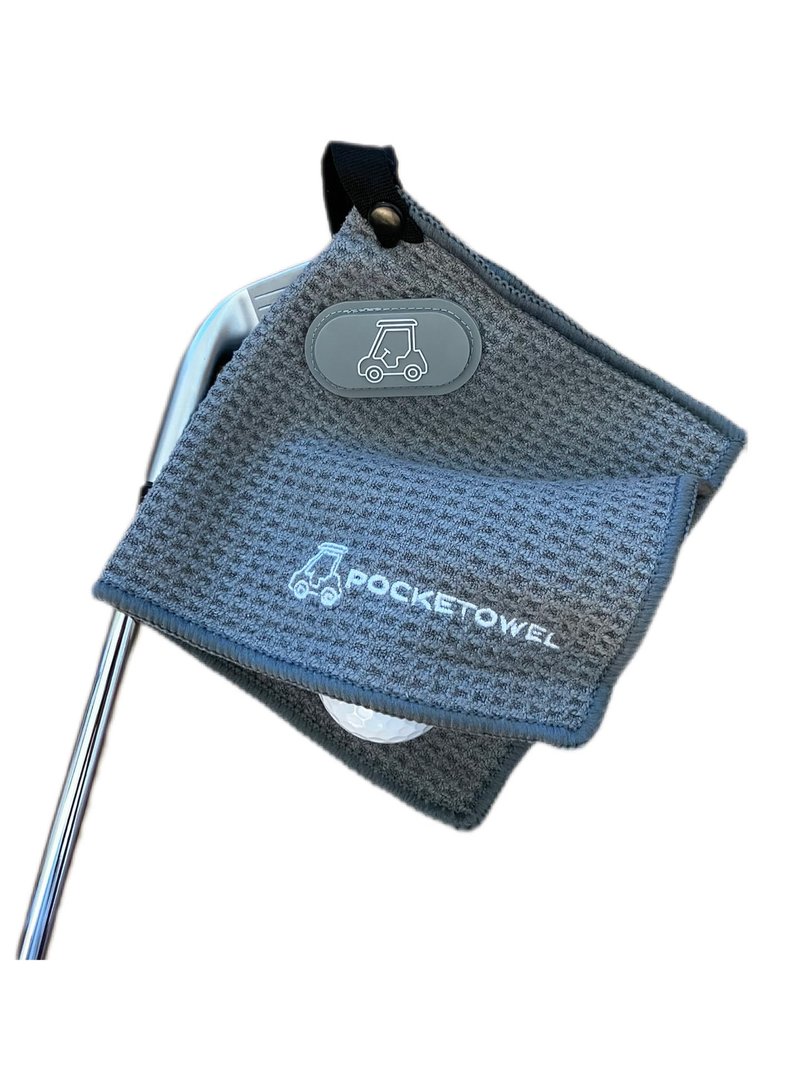 Pocketowel Magnetic Golf Towels, Small (Grey) | Iron Head Cover