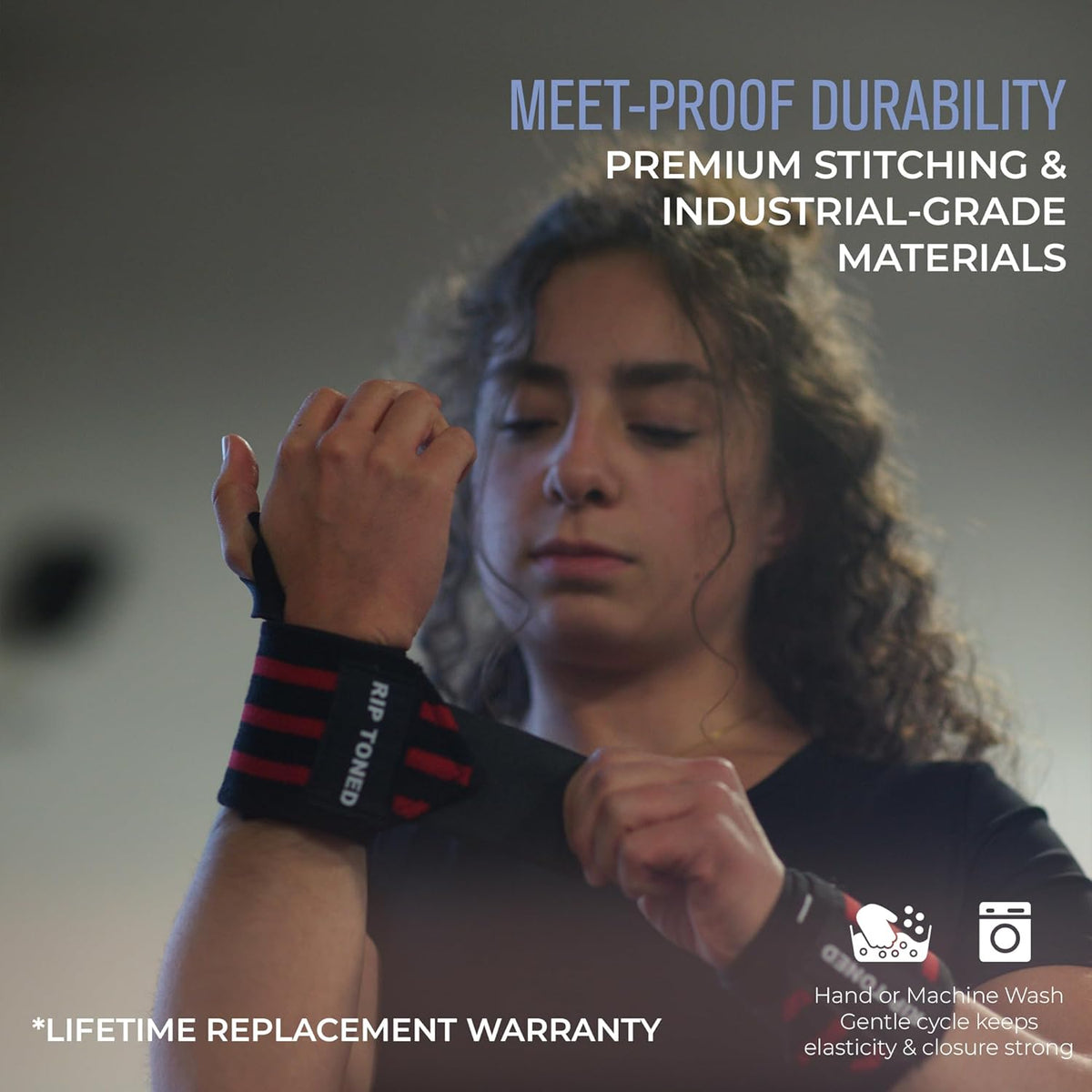 Rip Toned Wrist Wraps - Adjustable 18" Weightlifting Straps | USPA & USAPL Approved for Maximum Support