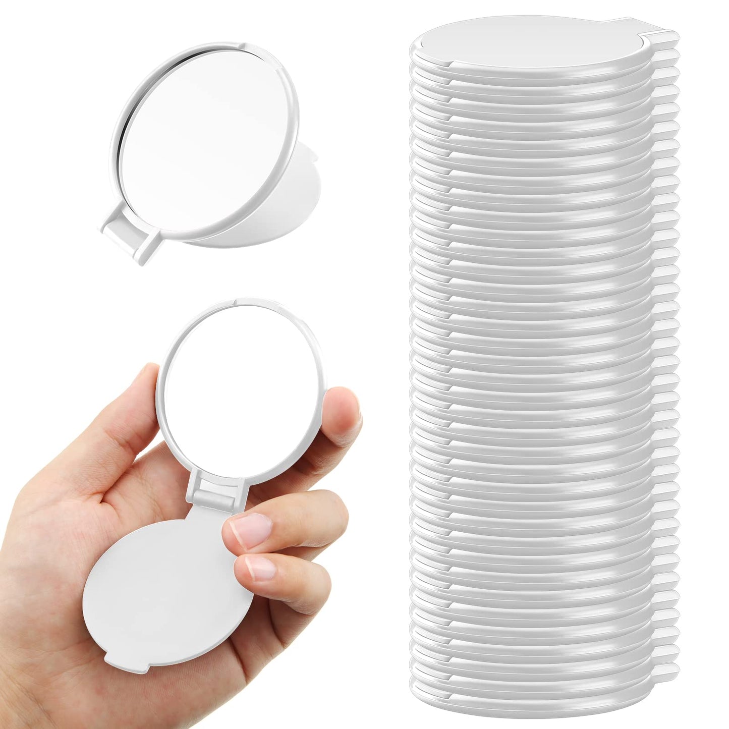 Yalikop Round Mirror Compact Mirror Mini Folding Mirror Portable Round Mirror Makeup Mirror For Women Girls Travel Daily Use (Wh