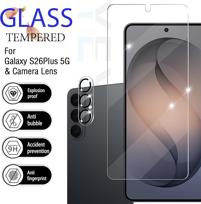 Galaxy S26 Plus Screen Protector + Camera Lens Protector, Full Coverage