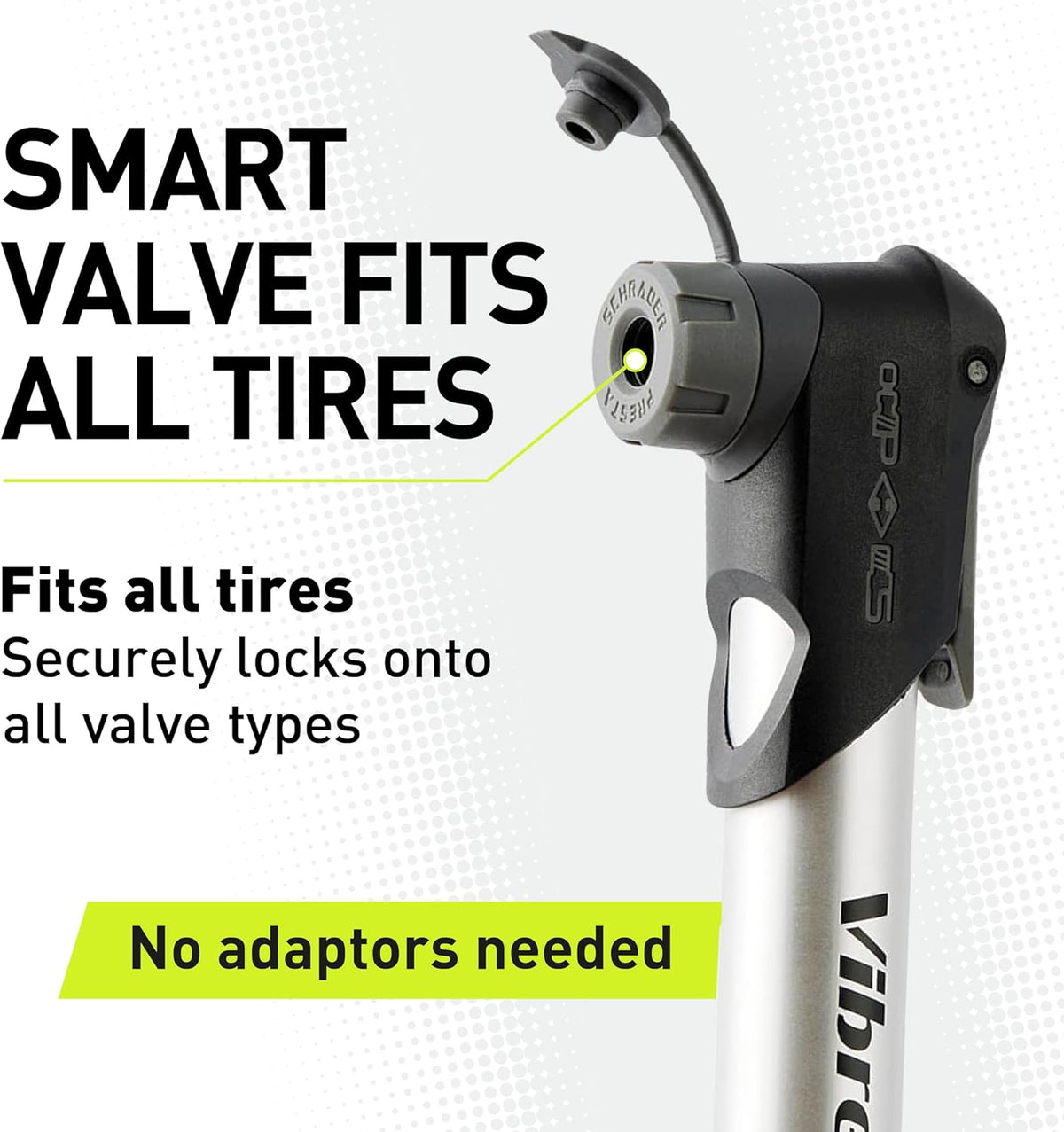 Vibrelli Mini Bike Pump - 120 PSI Presta & Schrader Tire Pump for Road and MTB - No Valve Change Required