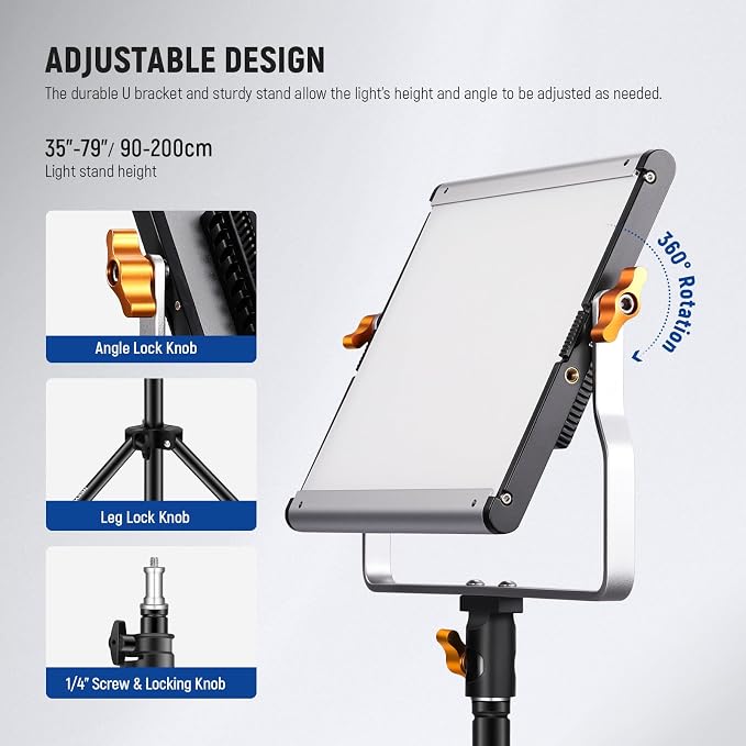 Neewer 2 Packs Dimmable Bi Color 480 LED Video Light Kit, 3200~5600K CRI 96+