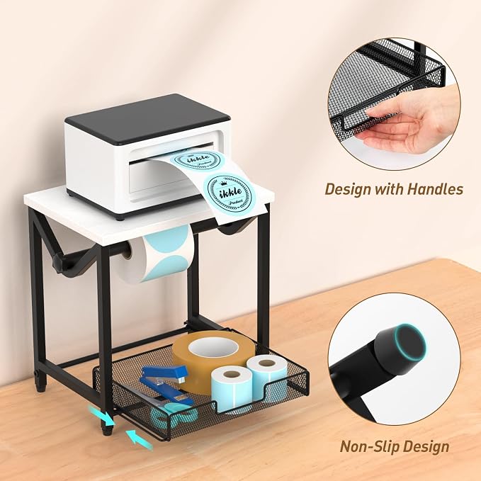 ikkle Label Holder for Rolls and Fanfold Labels, Wooden Thermal Label Holder