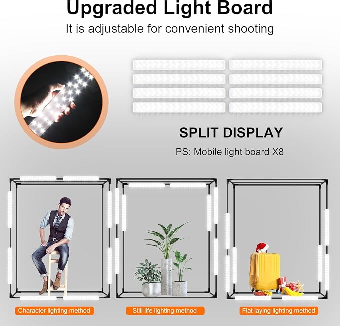 48"x64"x40" Large Photo Studio Light Box Photography, 8 Light LED Panels