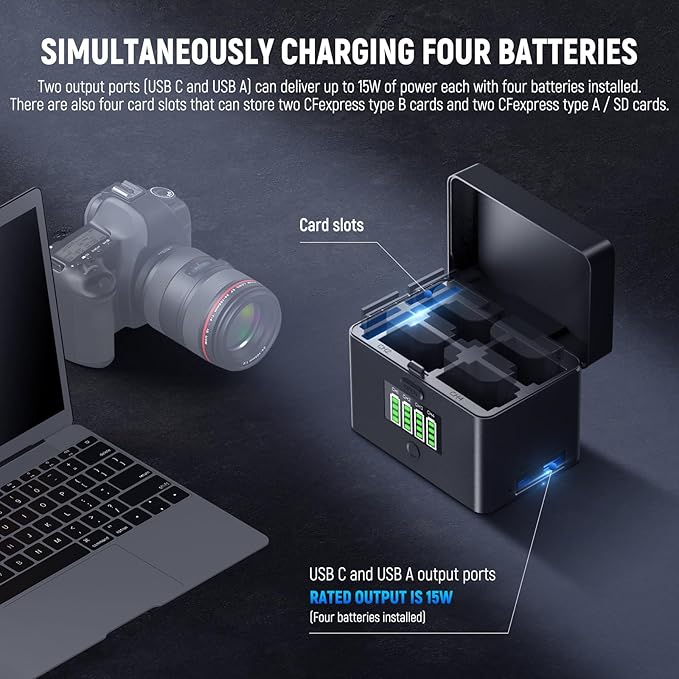 NEEWER 2 in 1 Four Channel USB Battery Charger