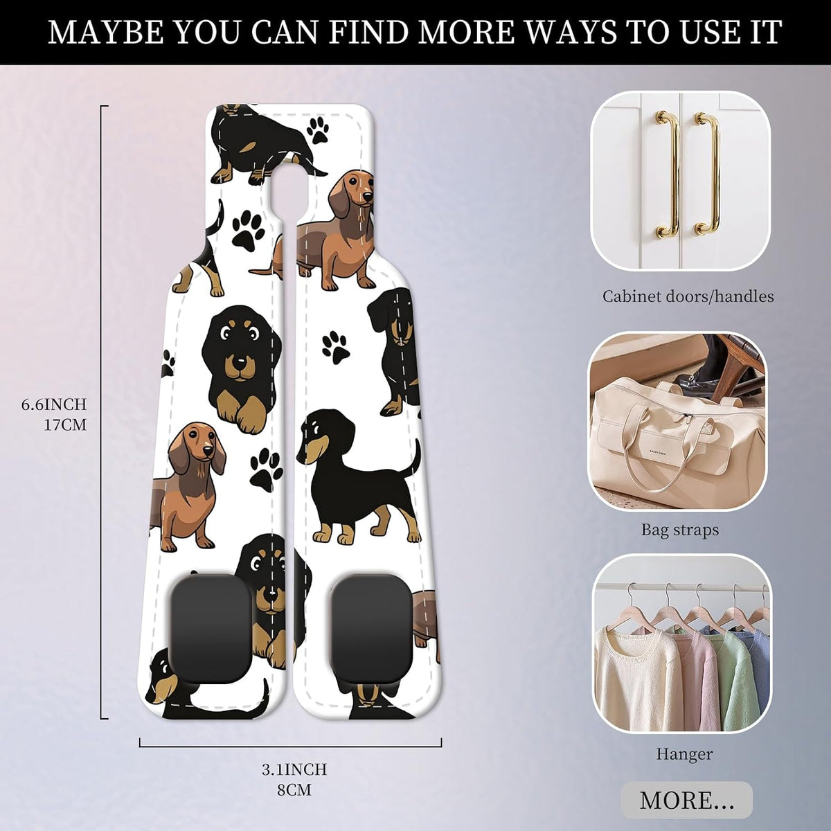 PU Leather Car Seat Hook, Storage Headrest Hanger, Cute Car Backseat Organizer, Car Hooks For Purses and Bags, Cute Dachshund