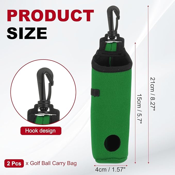 uxcell Golf Ball Carry Bag, Waist-Mounted Storage Bag Neoprene Golf Tee Holder Pouch with Lightweight Hook for Men and Women