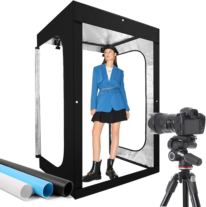 Photo Light Box, Portable 47"x39"x78" Photo Studio Light Box, Shooting Tent Kit