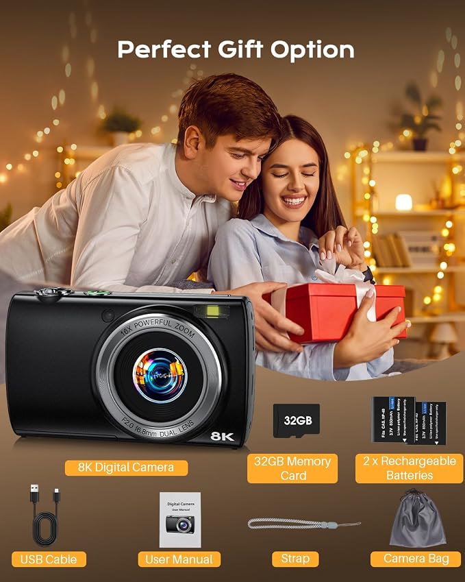 8K Digital Camera for Photography, 2026 Latest WiFi 88MP Vlogging Camera for