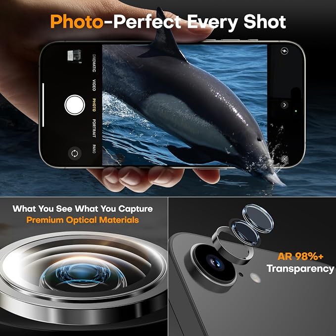 for iPhone 16e/iPhone 17e Camera Lens Protector, Tempered Glass Screen