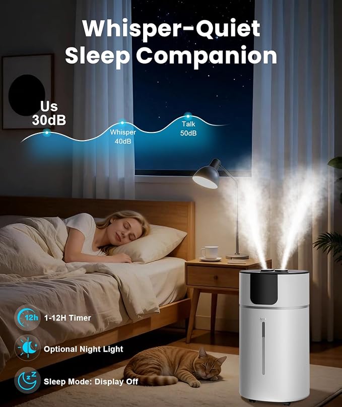 AreShark 4.2 Gal/16L Humidifier Large Room, Cool Warm Mist 2000ft² Whole House Air Humidifiers for Bedroom, Plants, Adults, 60H Runtime, Humidity Setting, Easy to Clean, Top Fill, Extension Tube