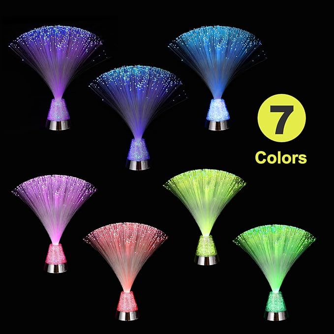 MECCANIXITY Fiber Optic Lamp, LED Novelty Lighting Sensory Mood Light Color Changing in Night for Bedroom Ambient Decorations,2Pcs