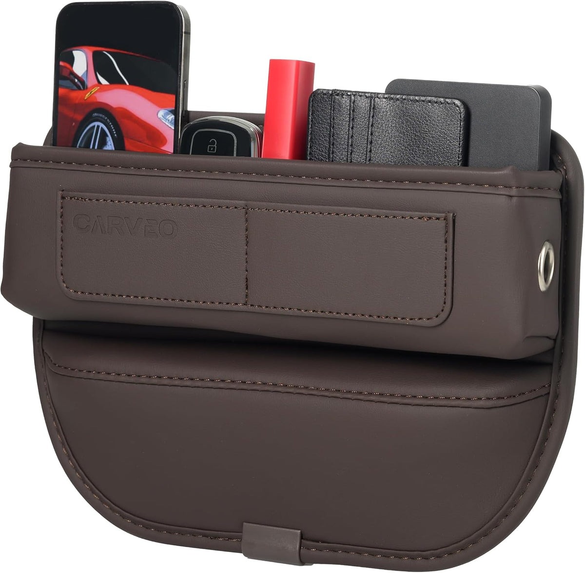 Car Seat Gap Filler Organizer with Charging Hole, In Between Car Seat Catcher for Car, Truck, SUV, Premium PU Leather Interior Accessories, Console Organizer for Phone, Keys and Small Items – Black
