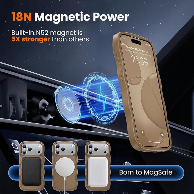 toushion for iPhone 17 Pro Case Cute Brown, Fits MagSafe, Matte Skin Feeling