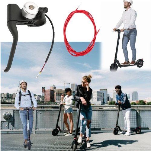 Haokixin Left Brake Lever Nylon and Red Brake Cable Fits for GOTRAX GXL V2 Electric Scooters Parts, Scooter Brake Lever Handle Accessories, Black, with Bell