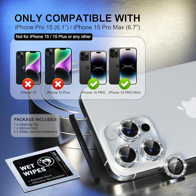 Choiche Compatible for iPhone 15 Pro/iPhone 15 Pro Max Camera Lens Protector