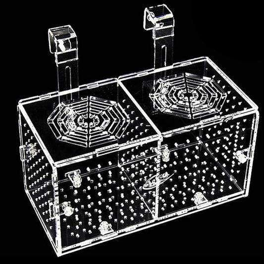 Hamiledyi Acrylic Breeding Isolation Box - Transparent Aquarium Hatchery for Guppy/Shrimp/Small Fish, Safe Nursery Tank with Air Tube & Suction Cups(7.8" × 3.9" × 3.9")