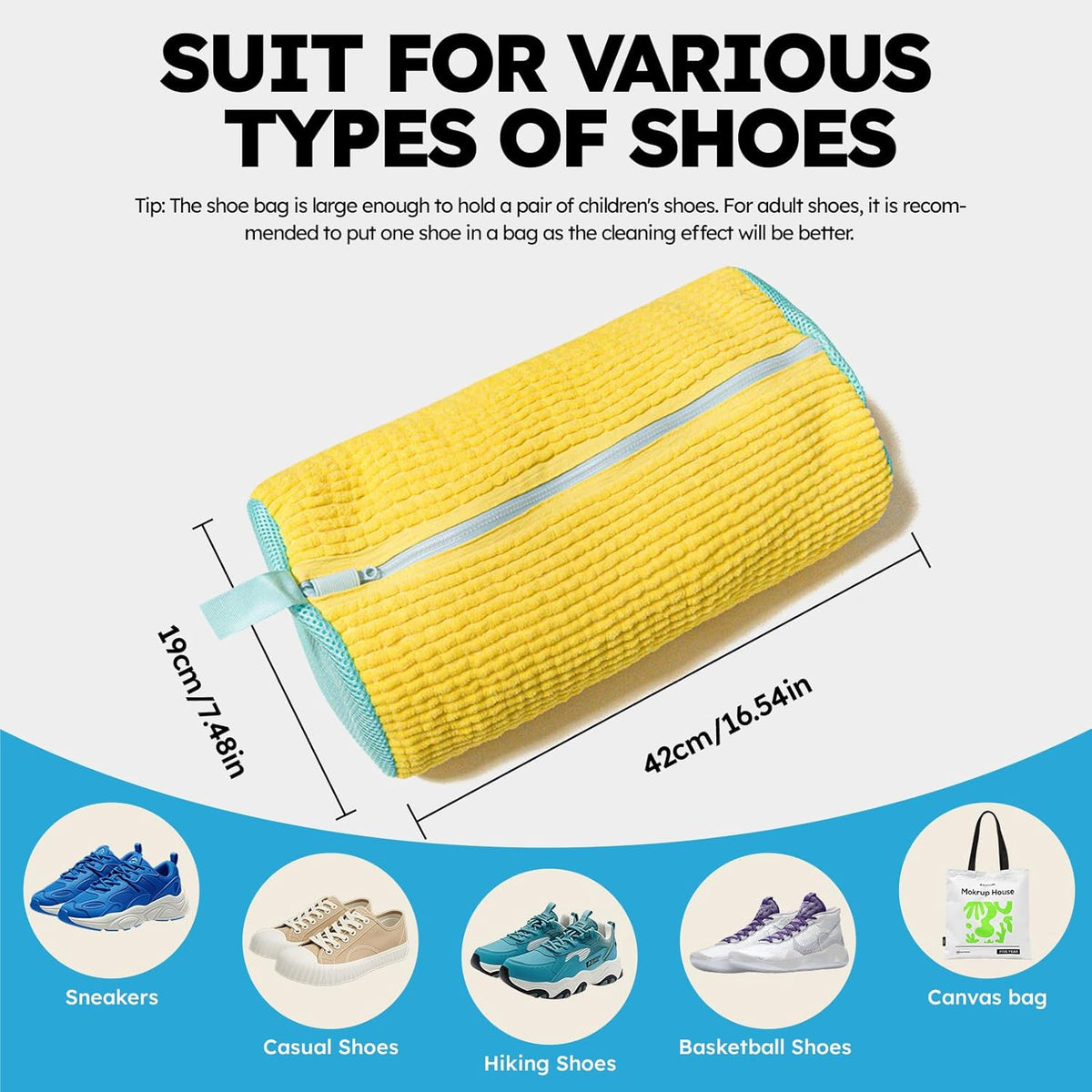 Regine Switzerland Shoe Washing Bag - Reusable Laundry Bag for Sneakers & Tennis Shoes | 2 Pcs Yellow