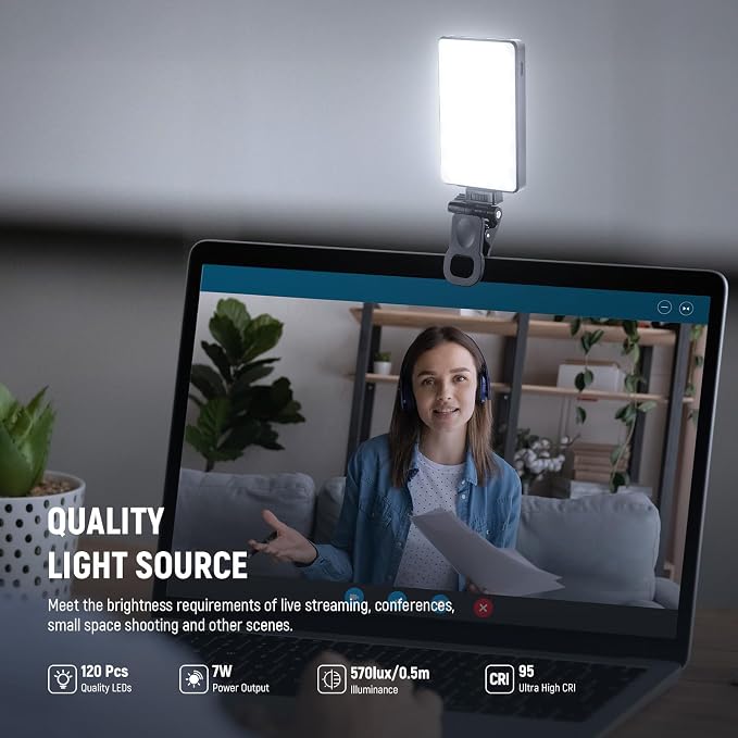 NEEWER Basics LED Selfie Phone Light, Rechargeable 2500-9000K Clip On Fill Light