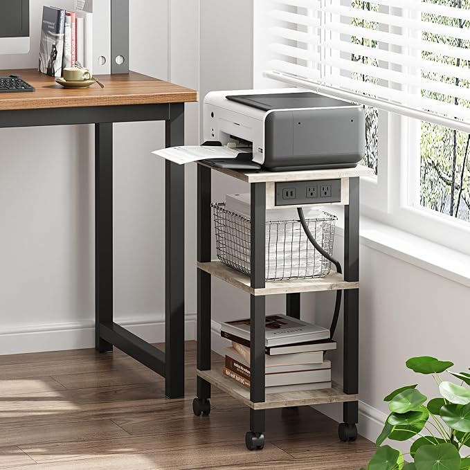 TUTOTAK 3 Tier Printer Stand, Rolling Printer Cart