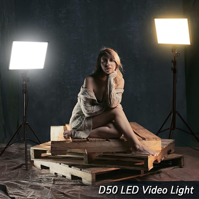 D50 LED Video Light Panel Lights 15.4", 2 Packs 45W 3000K-8000K Bi-Color