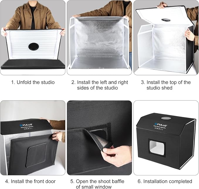 PULUZ Portable Photo Studio Light Box, 24.6"x16" Large Photo Box, Dimmable