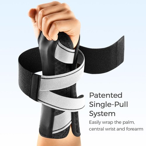 FREETOO Carpal Tunnel Wrist Brace - Night Support for Pain Relief | Right Hand, S/M, Black/Grey