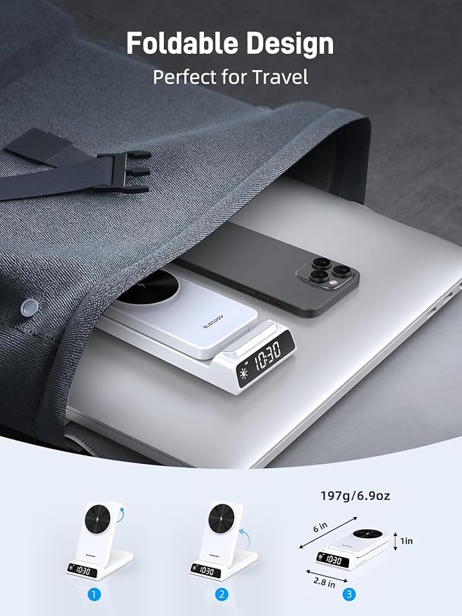 3 in 1 Charging Station for Apple, ELECDOV Magnetic Charger for iPhone