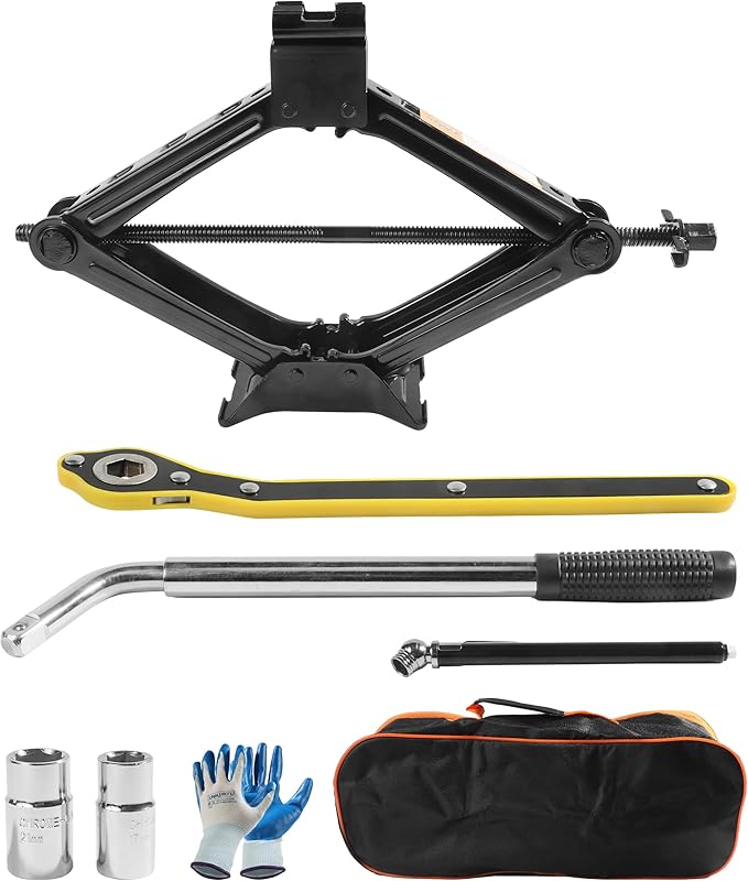 SCUARI Car Jack,Car Jack and Stand Kit,2 Ton Scissor Jacks,Cars Accessories Auto Emergency Kit with Lug Wrench,Jacks for Cars,Lug Wrench Tire Changing Kit,Portable Tire Changing Kits for SUV