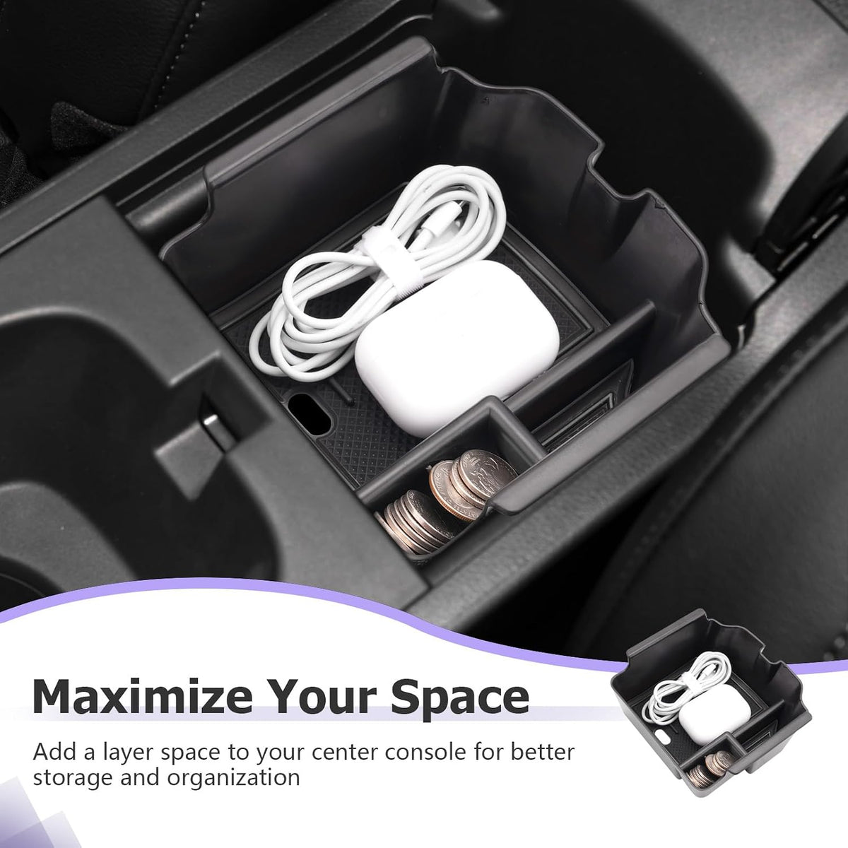 LUWU 2026 2027 Acura Integra Center Console Organizer for 2023 2024 2025 2026 2027 Acura Integra Accessories Armrest Console Storage Box Insert Tray ABS Material Black-Trim