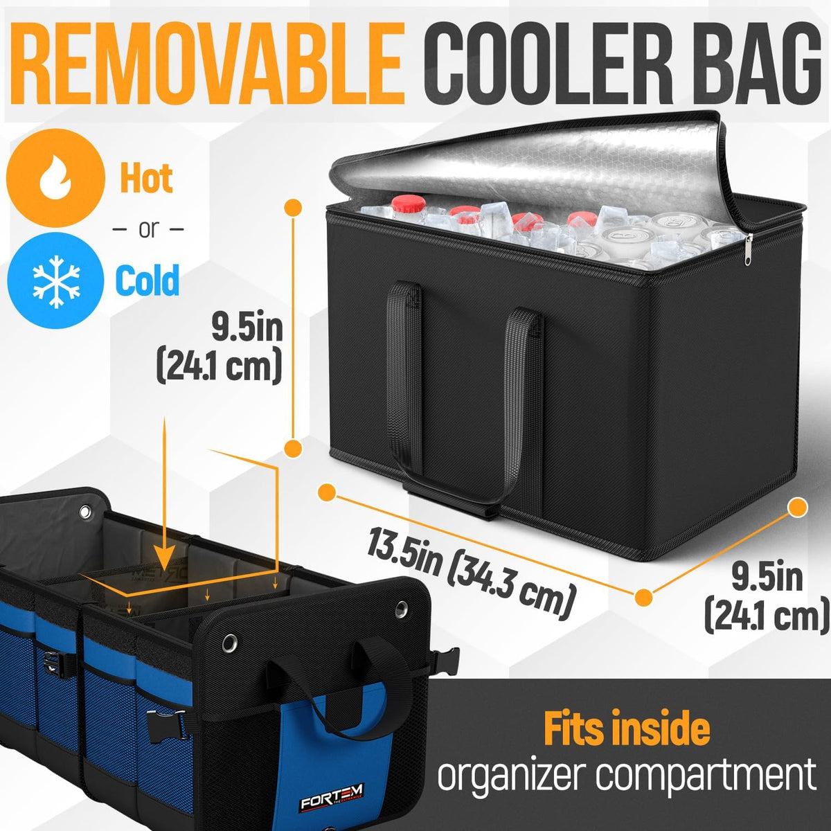 FORTEM Trunk Organizer - Collapsible Car Organizer & Storage Bag for SUVs
