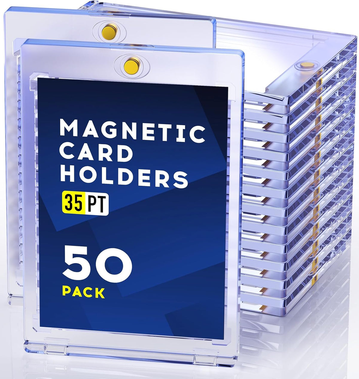 Skiennix Magnetic Card Holder - 50ct One Touch U-V Protected Hard Plastic Case for Trading Cards
