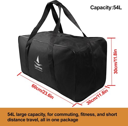 54L Foldable Duffle Bag by [Brand Name] - Durable Travel Tote with Zippers & Handles | Ideal for Camping & Gym (23.6x11.8x11.8in)