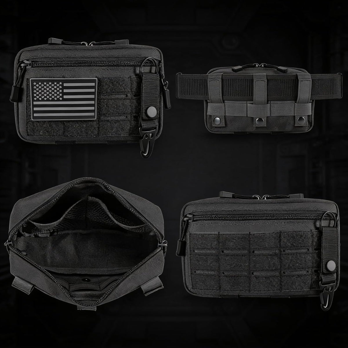 Skiennix Tactical Molle Pouch - Utility Laser Cut EDC Tool Holder with US Flag Patch for Dad
