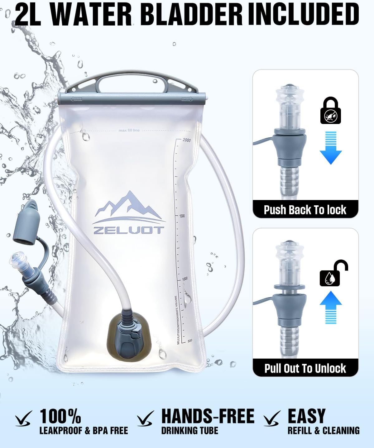 Zelvot Hydration Backpack - Lightweight Running Vest with 2L Water Bladder & Reflective Gear Holder | Ideal for Marathons