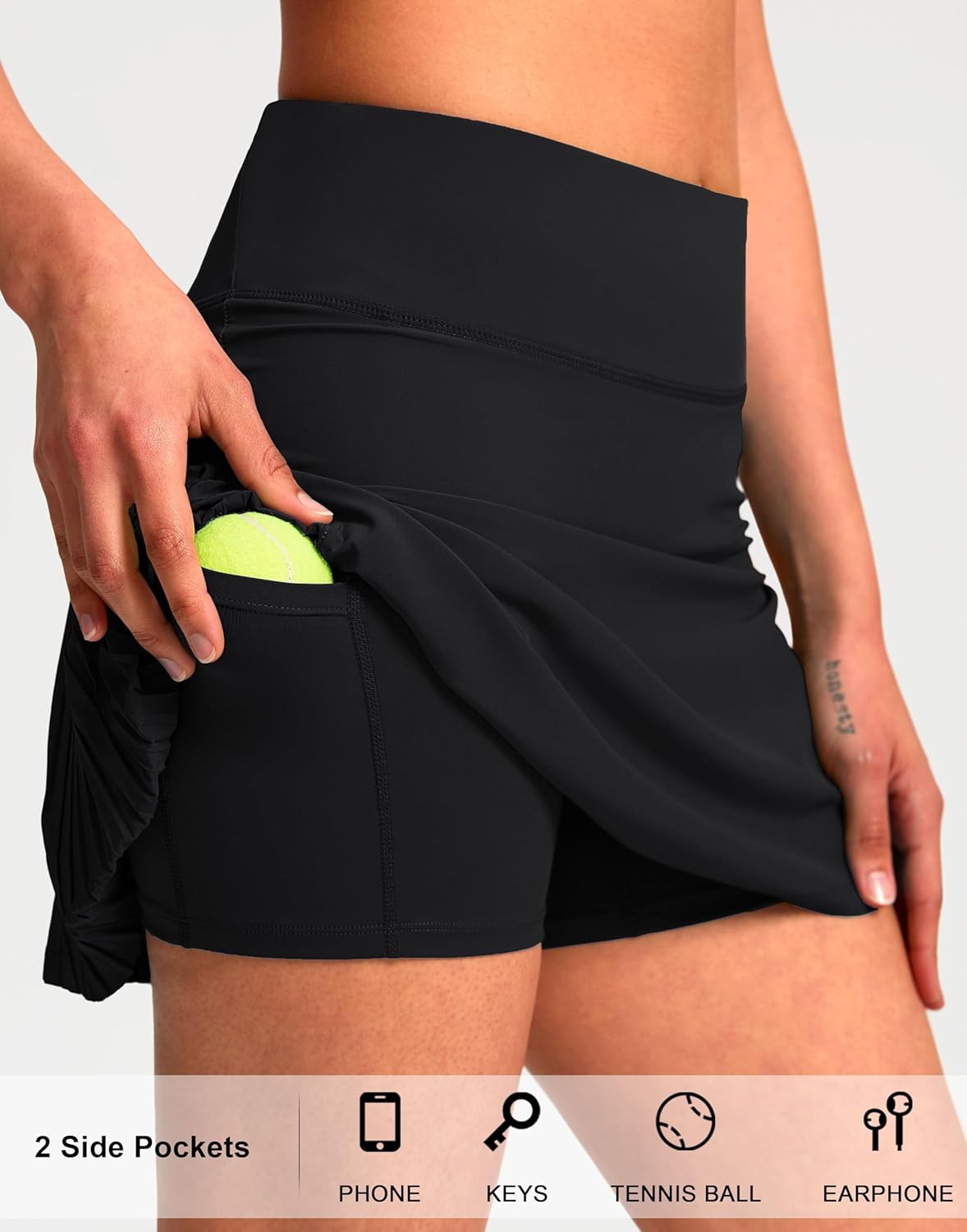 SANTINY 14" Tennis Skirt - Pleated High-Waisted Skorts with Built-In Shorts for Women | Athletic Golf Skort
