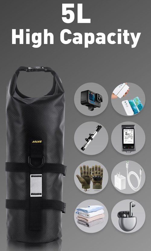 MAKELEN 2 Pack Front Fork Bags, Mountain/Road Bike Waterproof Roll Top Design, 5L Capacity, Sporty Casual Style