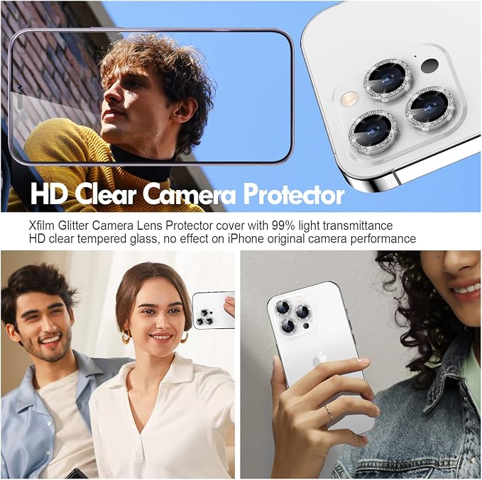 for iPhone 14 Pro/14 Pro Max Camera Lens Protector Bling, 9H Hardness