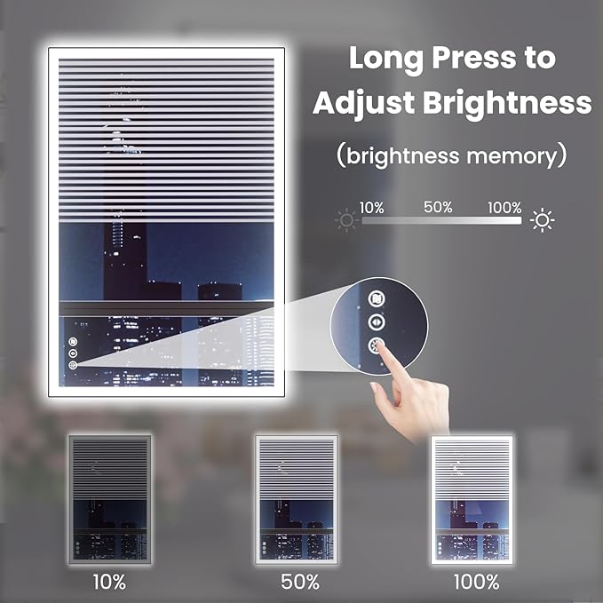 WTTY 20"X28" LED Bathroom Mirror with Black Frame, Bathroom Vanity Mirror with Lights for Wall, Front Light and Backlit, Anti-Fog, Dimmable, 3 Colors, Shatterproof, Memory, Horizontal/Vertical