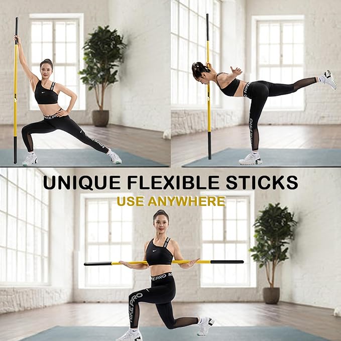 Stretch Stick | Enhance Flexibility, Mobility, and Strength with Active Stretching for Fitness, Golf, Running, Pickleball, and More | Durable and Flexible (1 Pair of Sticks)