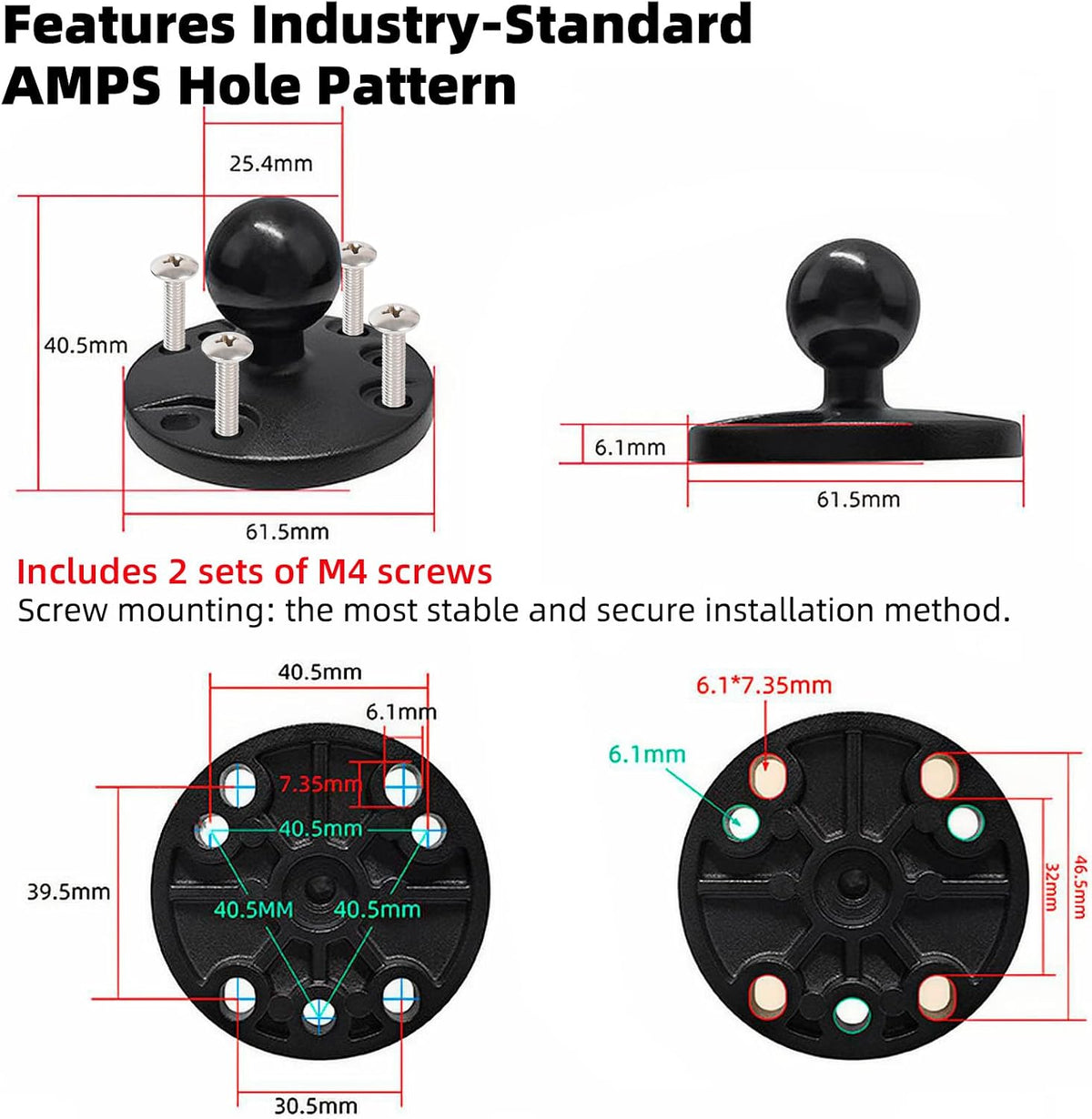 Screw-Mounted Phone Mount with Vibration Dampener, for Car Boat Truck