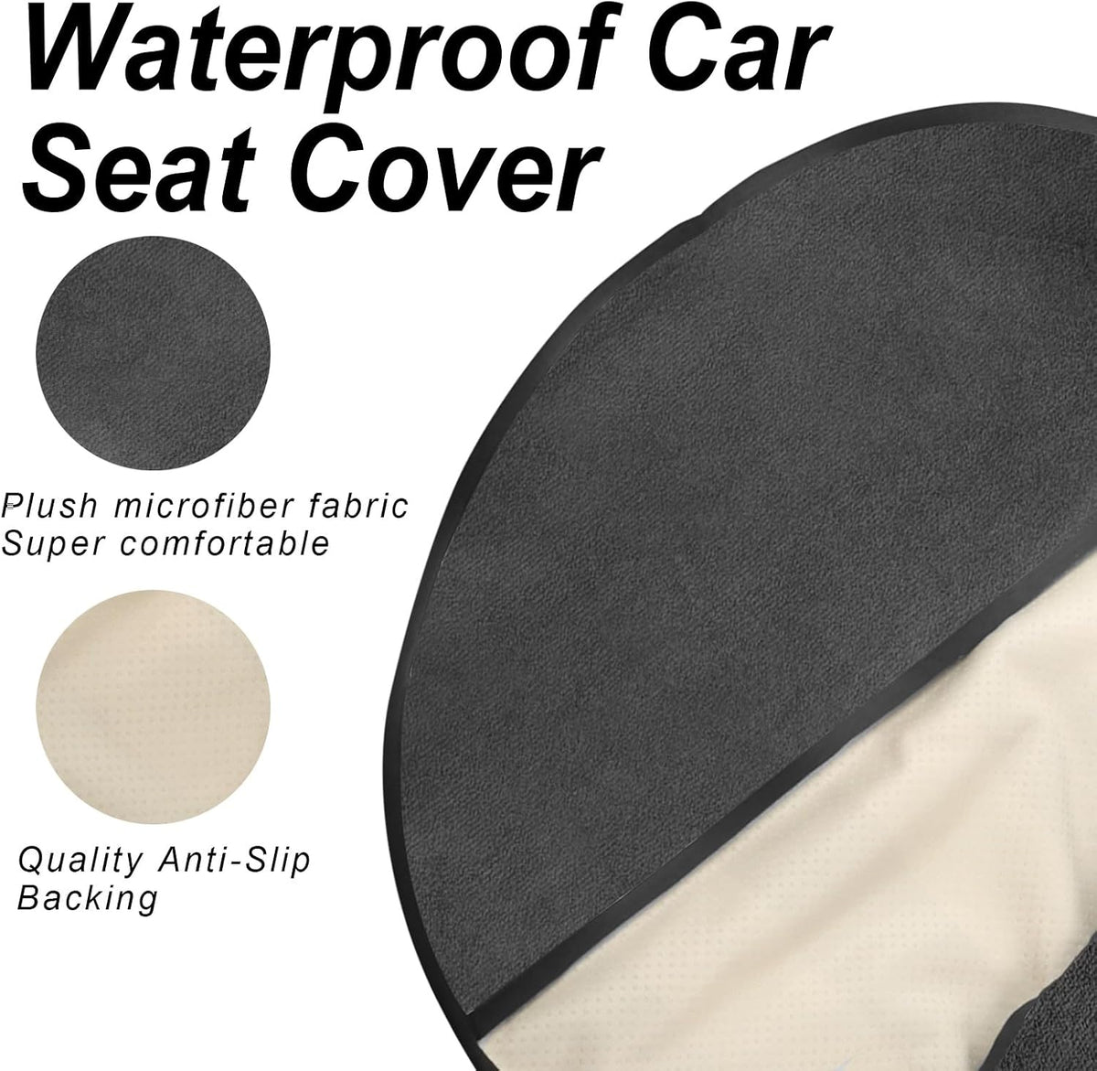 Sweat Towel Car Seat Cover Protector Front Seats for Gym Workout, Running, Swimming, Beach and Hiking, Waterproof Universal Seat Cover for Car, Trucks, Van & SUV (2, Pure Grey, Front)