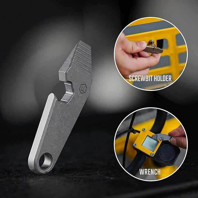 KeyUnity KR01 Titanium EDC Pry Bar Multitool, 6 in 1 Mini Crowbar Keychain Tool for Everyday Carry